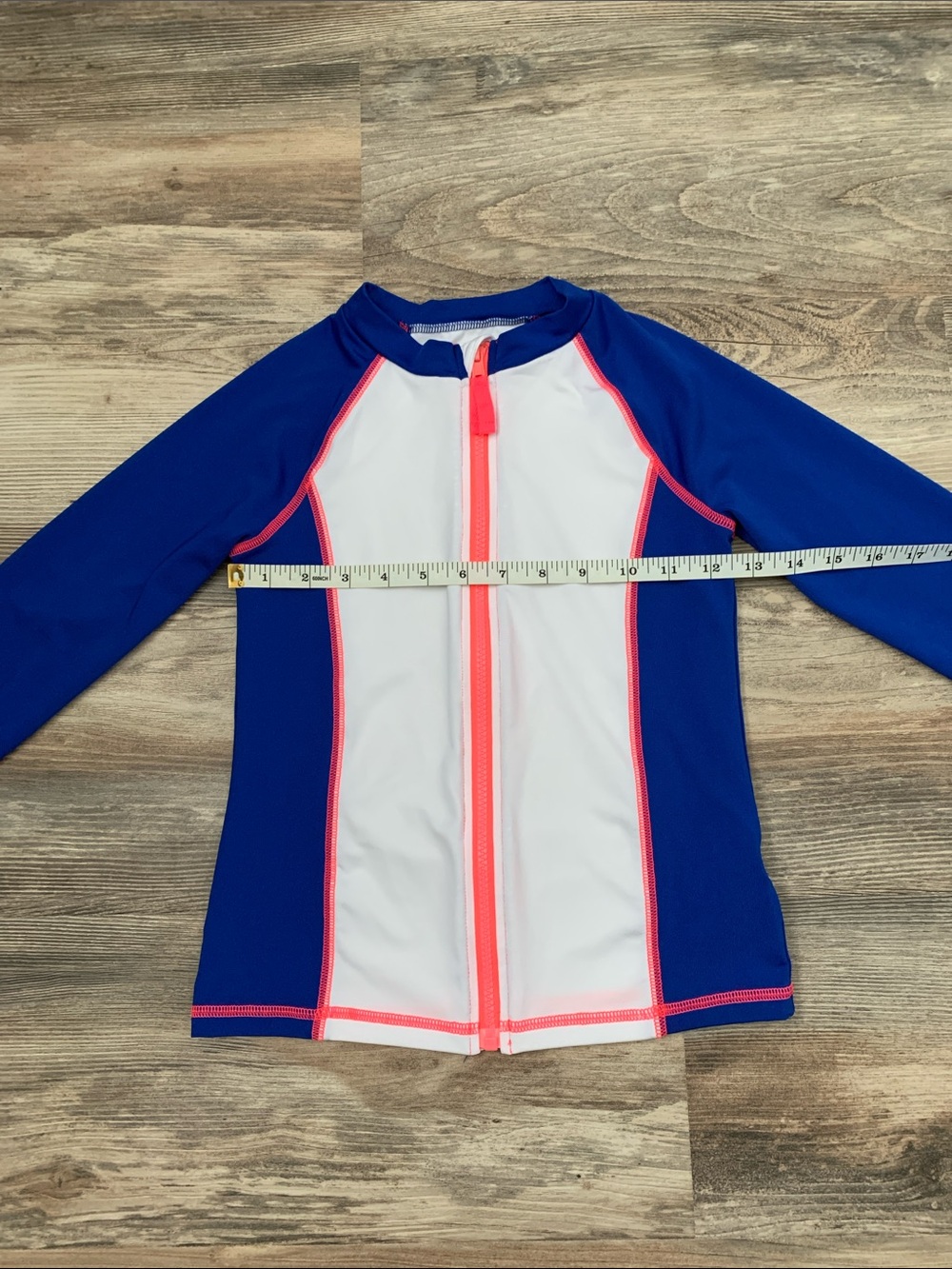 Cat & Jack Girls' Navy & White Zip Rashguard with Pink Trim